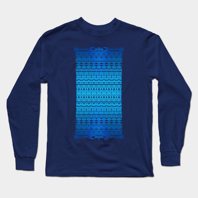 Runic Pattern Blue Long Sleeve T-Shirt by Kirion